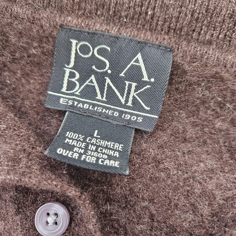 Jos. A. Bank L Long Sleeve Collared Neck Pullover Cashmere Sweater 1/4 Button - Picture 4 of 7